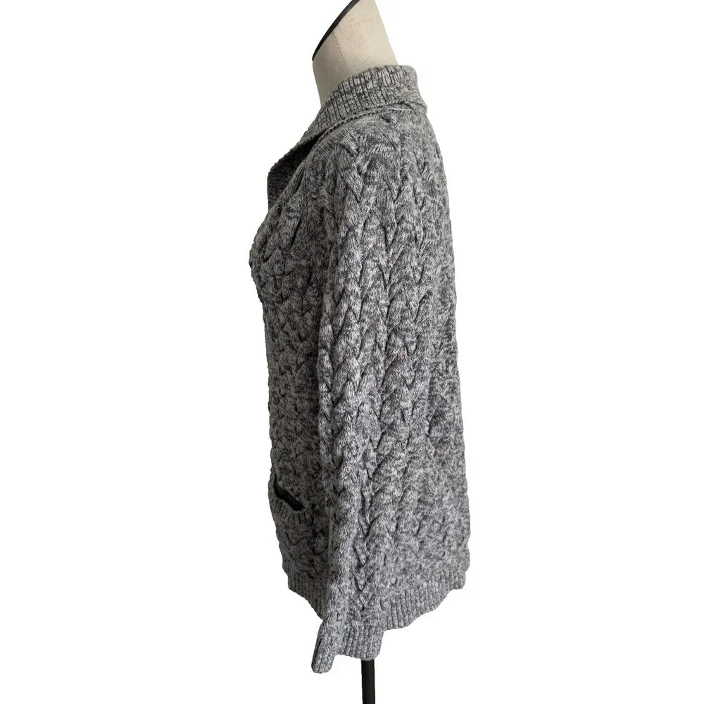 Lands' End Drifter Thick Heavy Cable-Knit Shawl Collar Cardigan Sweater XL/P 18 - Picture 5 of 8